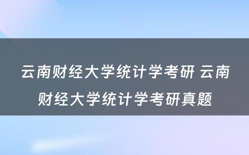 云南财经大学统计学考研 云南财经大学统计学考研真题