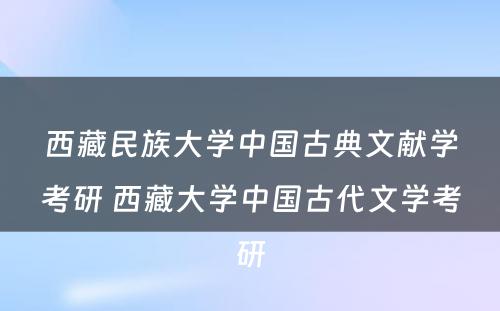 西藏民族大学中国古典文献学考研 西藏大学中国古代文学考研