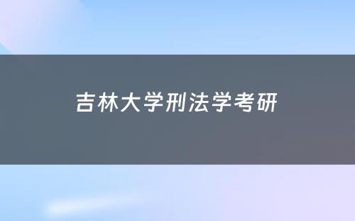 吉林大学刑法学考研 