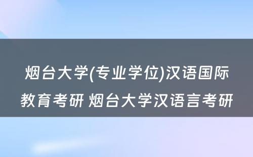 烟台大学(专业学位)汉语国际教育考研 烟台大学汉语言考研