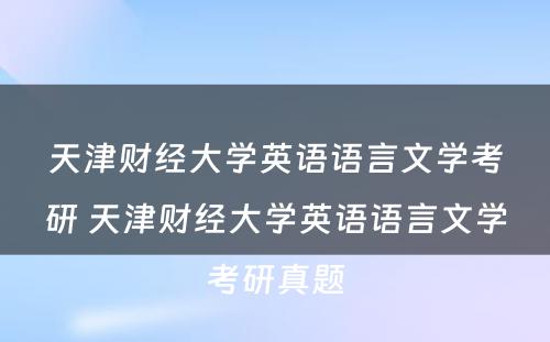 天津财经大学英语语言文学考研 天津财经大学英语语言文学考研真题