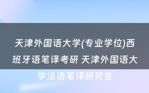 天津外国语大学(专业学位)西班牙语笔译考研 天津外国语大学法语笔译研究生