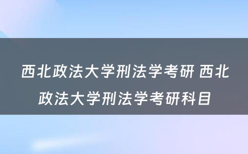 西北政法大学刑法学考研 西北政法大学刑法学考研科目