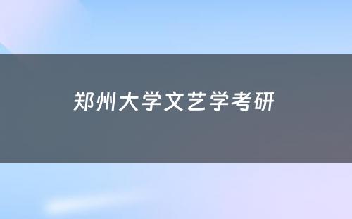 郑州大学文艺学考研 