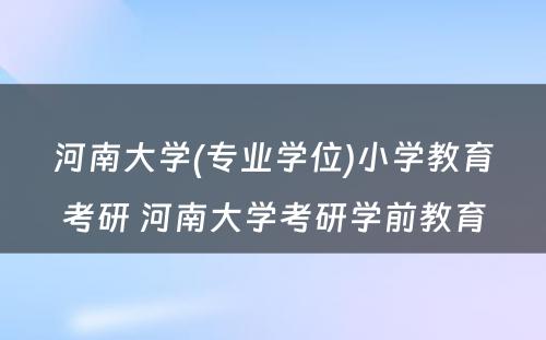 河南大学(专业学位)小学教育考研 河南大学考研学前教育