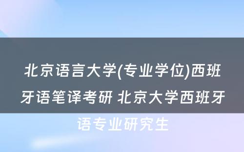 北京语言大学(专业学位)西班牙语笔译考研 北京大学西班牙语专业研究生