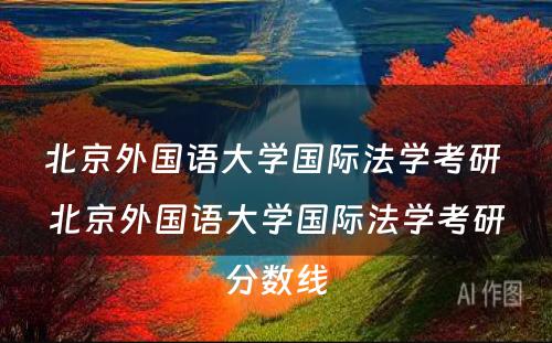 北京外国语大学国际法学考研 北京外国语大学国际法学考研分数线