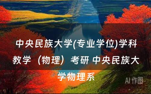 中央民族大学(专业学位)学科教学（物理）考研 中央民族大学物理系