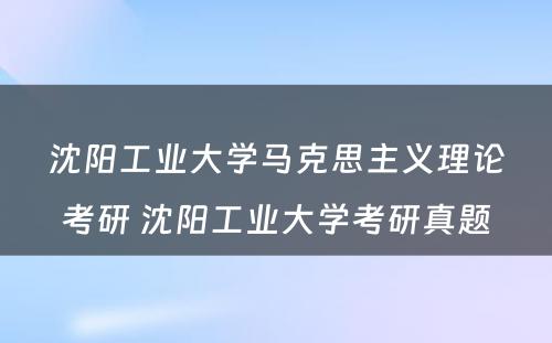 沈阳工业大学马克思主义理论考研 沈阳工业大学考研真题