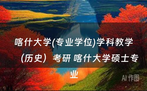 喀什大学(专业学位)学科教学（历史）考研 喀什大学硕士专业