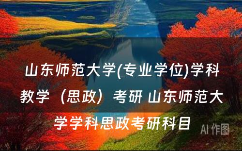 山东师范大学(专业学位)学科教学（思政）考研 山东师范大学学科思政考研科目