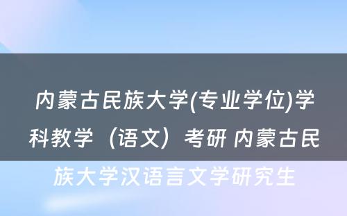 内蒙古民族大学(专业学位)学科教学（语文）考研 内蒙古民族大学汉语言文学研究生