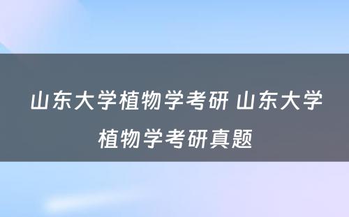 山东大学植物学考研 山东大学植物学考研真题