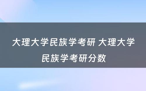 大理大学民族学考研 大理大学民族学考研分数