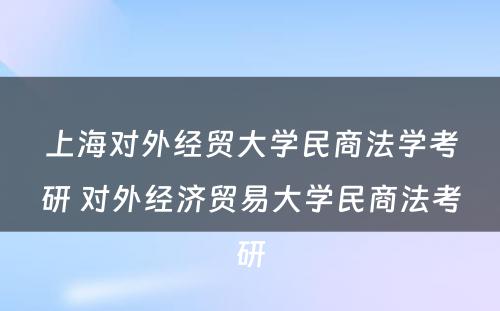 上海对外经贸大学民商法学考研 对外经济贸易大学民商法考研