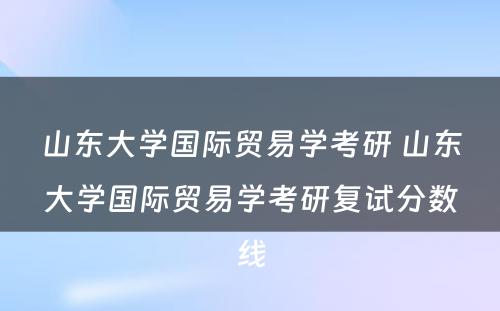 山东大学国际贸易学考研 山东大学国际贸易学考研复试分数线