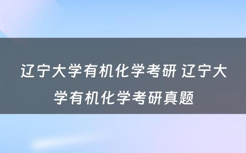 辽宁大学有机化学考研 辽宁大学有机化学考研真题