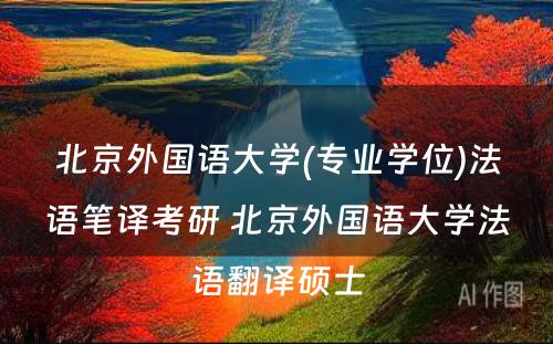 北京外国语大学(专业学位)法语笔译考研 北京外国语大学法语翻译硕士