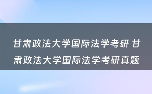 甘肃政法大学国际法学考研 甘肃政法大学国际法学考研真题