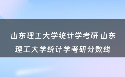 山东理工大学统计学考研 山东理工大学统计学考研分数线