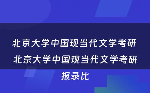 北京大学中国现当代文学考研 北京大学中国现当代文学考研报录比