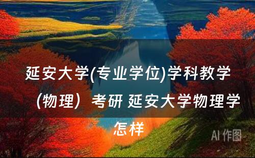 延安大学(专业学位)学科教学（物理）考研 延安大学物理学怎样