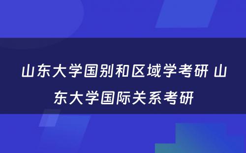 山东大学国别和区域学考研 山东大学国际关系考研