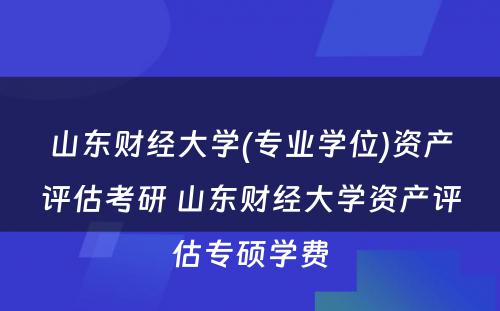 山东财经大学(专业学位)资产评估考研 山东财经大学资产评估专硕学费