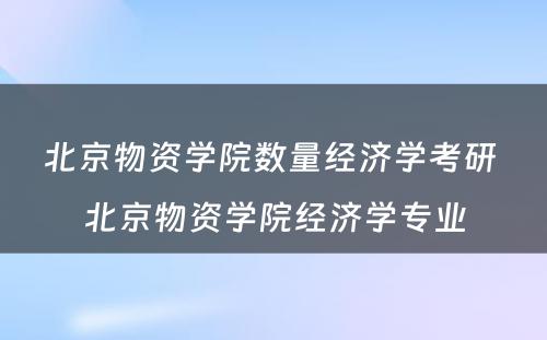 北京物资学院数量经济学考研 北京物资学院经济学专业