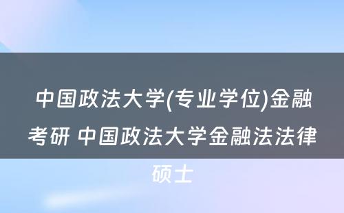 中国政法大学(专业学位)金融考研 中国政法大学金融法法律硕士