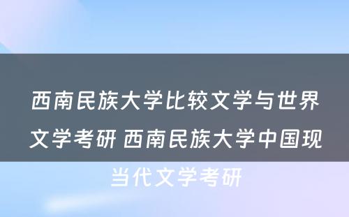 西南民族大学比较文学与世界文学考研 西南民族大学中国现当代文学考研