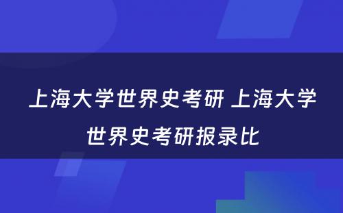 上海大学世界史考研 上海大学世界史考研报录比