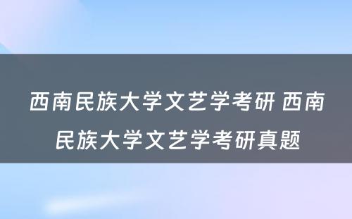 西南民族大学文艺学考研 西南民族大学文艺学考研真题