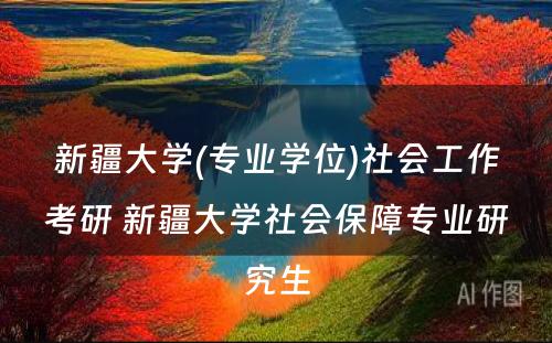 新疆大学(专业学位)社会工作考研 新疆大学社会保障专业研究生