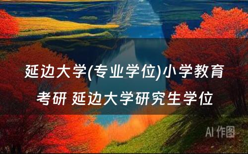 延边大学(专业学位)小学教育考研 延边大学研究生学位