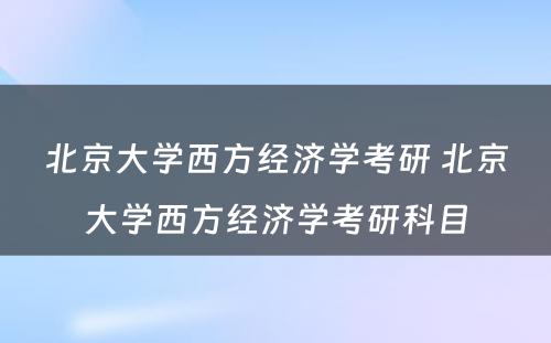 北京大学西方经济学考研 北京大学西方经济学考研科目