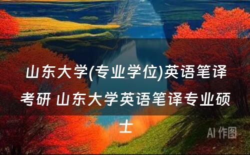 山东大学(专业学位)英语笔译考研 山东大学英语笔译专业硕士