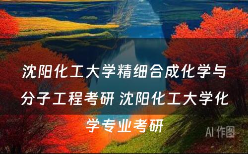 沈阳化工大学精细合成化学与分子工程考研 沈阳化工大学化学专业考研