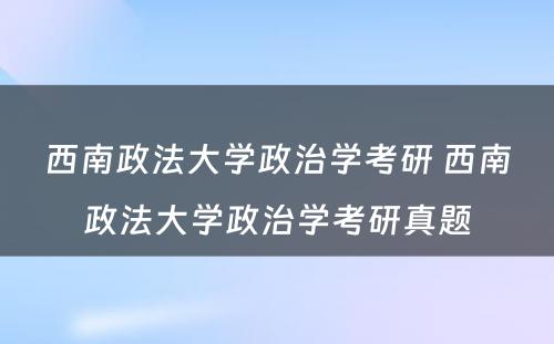 西南政法大学政治学考研 西南政法大学政治学考研真题