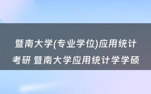 暨南大学(专业学位)应用统计考研 暨南大学应用统计学学硕