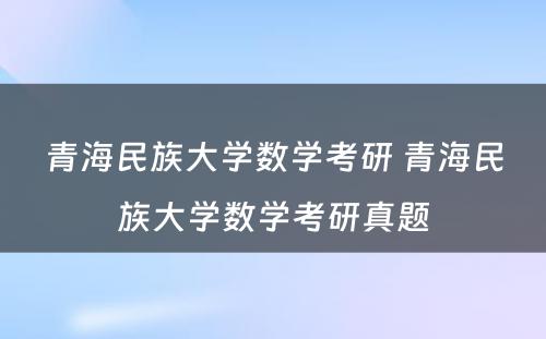 青海民族大学数学考研 青海民族大学数学考研真题