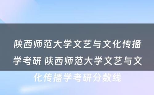 陕西师范大学文艺与文化传播学考研 陕西师范大学文艺与文化传播学考研分数线