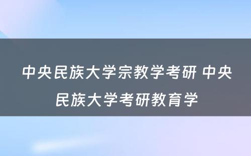 中央民族大学宗教学考研 中央民族大学考研教育学