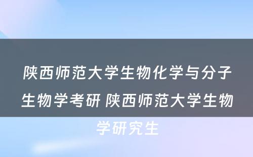 陕西师范大学生物化学与分子生物学考研 陕西师范大学生物学研究生