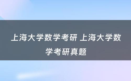 上海大学数学考研 上海大学数学考研真题