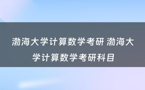 渤海大学计算数学考研 渤海大学计算数学考研科目