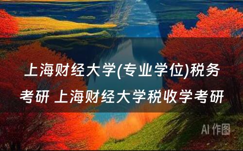 上海财经大学(专业学位)税务考研 上海财经大学税收学考研