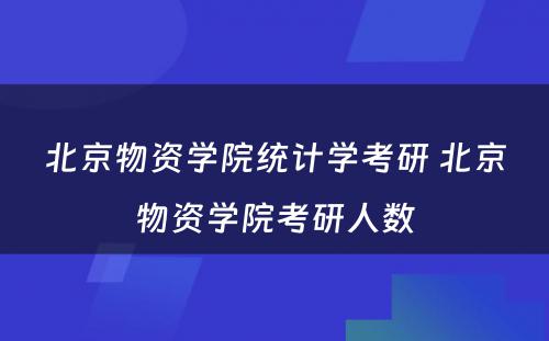 北京物资学院统计学考研 北京物资学院考研人数