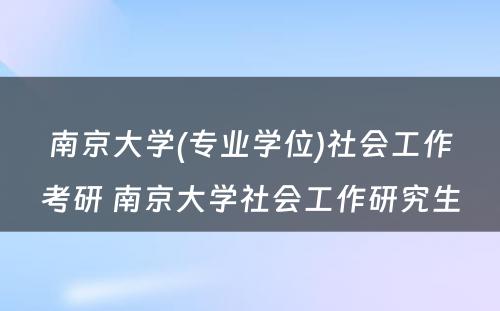 南京大学(专业学位)社会工作考研 南京大学社会工作研究生