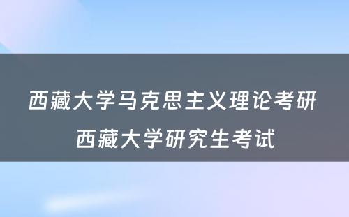 西藏大学马克思主义理论考研 西藏大学研究生考试